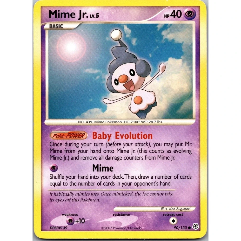 Pokemon Mime Jr 90/130 Diamond and Pearl Common Psychic TCG Card LP